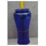 Tall Cobalt Blue Vase w/Silver Overlay