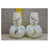 Two Antique Victorian-Era Satin Glass Vases