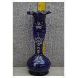 Victorian-Style Cobalt Blue Vase w/Ruffled Rim