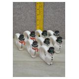 Set of 8 Vtg Ceramic Snowman Napkin Rings