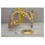 Antique Brass Ornate Swivel Oil Lamp Wall Bracket