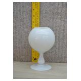 Vintage White Opaline Glass Pedestal Vase