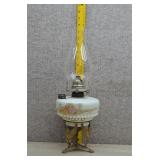Antique GWTW Milk Glass Cherub Oil Lamp