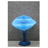 Vtg Blue Opalescent 7' Lily Vase