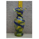 Smith's Old Timer Hand Blown Yellow w/Cobalt Vase