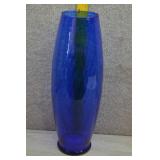 Vtg ArtGlass Cobalt Scalloped Optic Honeycomb Vase
