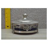 Antique Sugar Bowl w/Silver Plated Framework