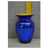 Vtg Blenko Cobalt Blue Art Glass Vase w/Flared Rim