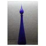 Vtg Blue Cobalt Blue Empoli Glass Genie Decanter