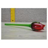 Vintage Blown Art Red Glass Flower