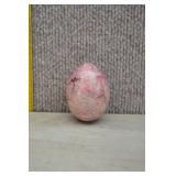 Polished Pink Yellow Carved Rhodonite Egg