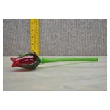 Vintage Blown Art Red Glass Flower
