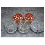 Vtg Carnival Glass Flower Frogs-Marigold & Clear