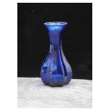 Vintage Indiana Glass Ribbed Cobalt Blue Bud Vase