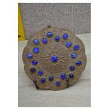 Vtg Brass Jewel Decorative Plate with Stand