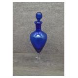 Cobalt Blue Hand Blown Glass Amphora Vase