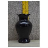 Vintage Amethyst Glass Vase w/Ruffled Top Edge