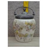 Antique Crown Milano Floral Glass Biscuit Jar