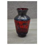 Vtg Ruby Red Glass Silver Overlay Small Vase