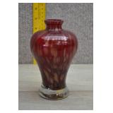 Vtg Pier 1 Red & Metallic Gold Glass Bud Vase