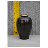 Vtg Japanese Bronze Ovoid Bud Vase