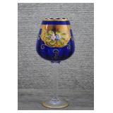 Bohemian Cobalt Blue Gold Enameled Goblet