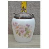 Antique Victorian Floral Decorated Biscuit Barrel