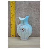 Victorian Art Glass Blue Satin Pitcher
