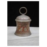 Vtg Brass Champleve Enamel Small Hand Bell