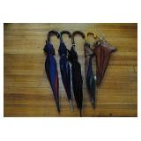 Vtg Umbrellas w/Mix of Curved Hooked Handles