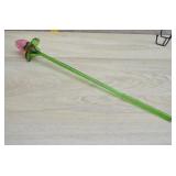 Handblown Art Glass Pink Blossom Stem Flower