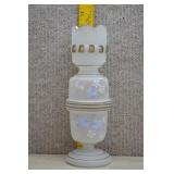 Antique Hand Painted Opaline Blue Floral Vase