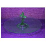 Vtg Fostoria Uranium Fleur De Lis Handle Tray