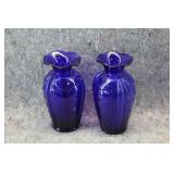 Vtg Cambridge Glass Co. Art Deco Cobalt Glass Vase