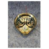 Murano Glass Trinket Dish w/Enamel Floral Design