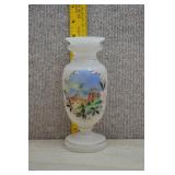 Bristol Glass Vase Frosted White & Pastoral Scene