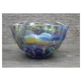 Vtg Loetz Style Carnival Glass Ruffle Bowl