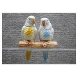 Vtg Ceramic Parakeet Budgie Birds on Perch
