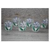 6 Maryland Glass Blue Flower Gold Rim Tumblers