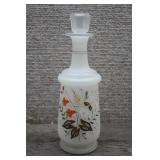 Atq Victorian Bristol Milk Glass Floral Decanter