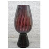 Vtg Italian Empoli Amethyst Ribbed Pedestal Vase