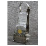 Vtg Pickle Castor Jar Silver Plate Caddy Fork Set