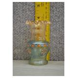 Atq Enameled Iridescent Ruffled Bud Vase
