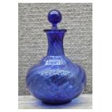 Cobalt Glass Decanter w/ Swirl Ribbed Design