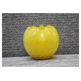 Yellow Diamond Pattern Ruffle Edge Glass Rose Bowl