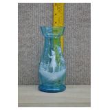 Mary Gregory Style Bohemian Blue Vase