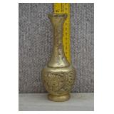Vtg Asian Brass Vase w/Dragon & Floral Motifs