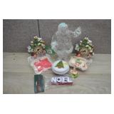 Lot Christmas Decorations: Santa Trinket Box, Etc.