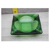 Vtg Forest Green Glass Ashtray.