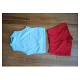 Vtg Hug Me Too Red Shorts & 1 Main Place Blue Top